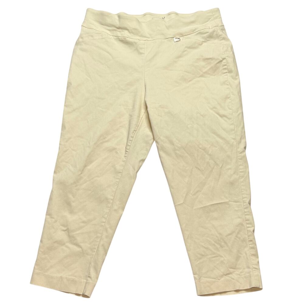 Anne Klein pants womens size 1x slim straight pull on yellow stretch waistband
